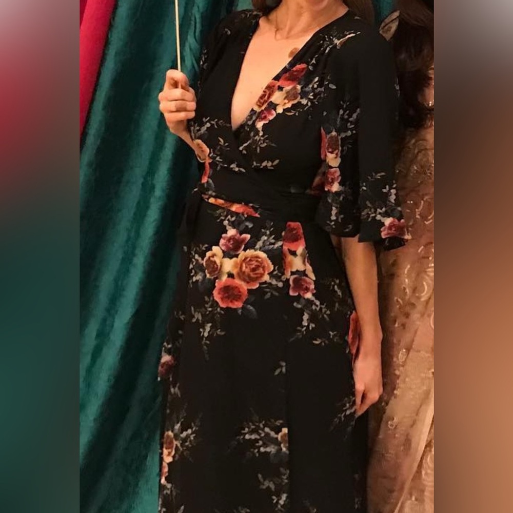 Dark floral bridesmaid dress - small/medium